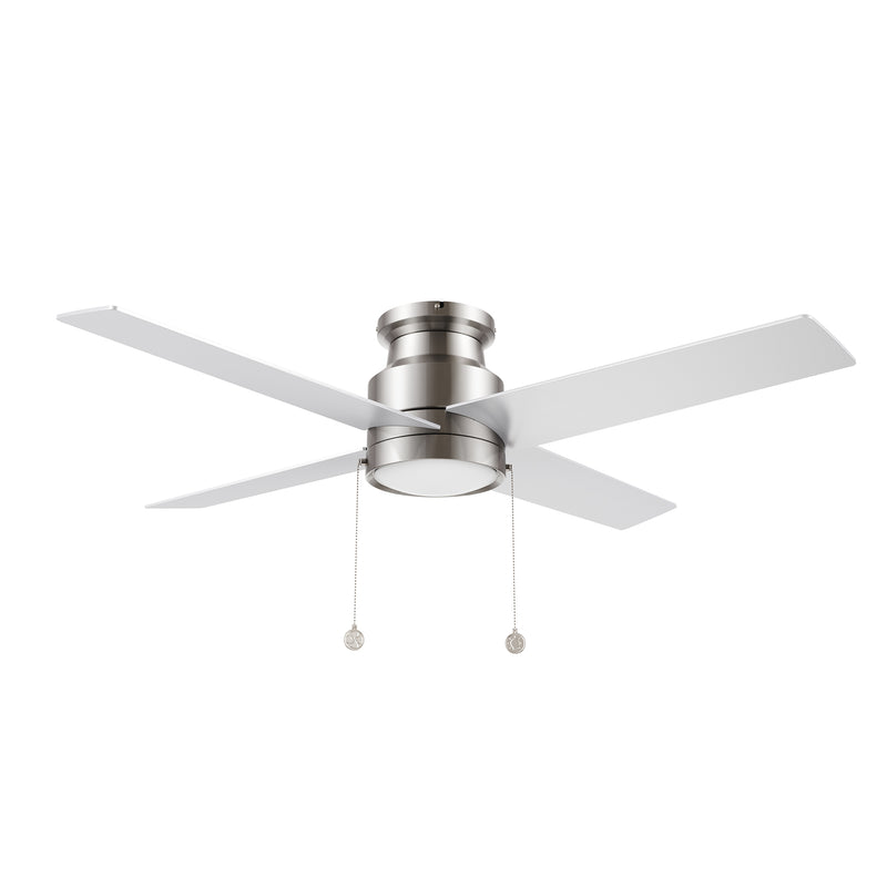 ASCOTT 52 inch 4-Blade Ceiling Fan with Pull Chain - Brushed Nickel/Silver