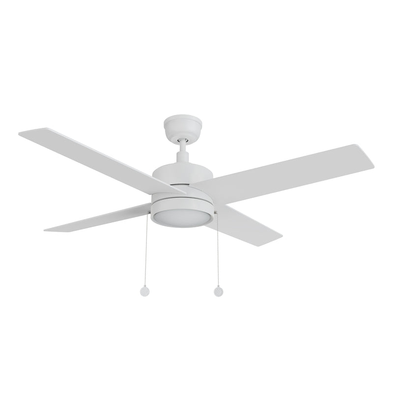 ASCOTT 52 inch 4-Blade Ceiling Fan with Pull Chain - White/White