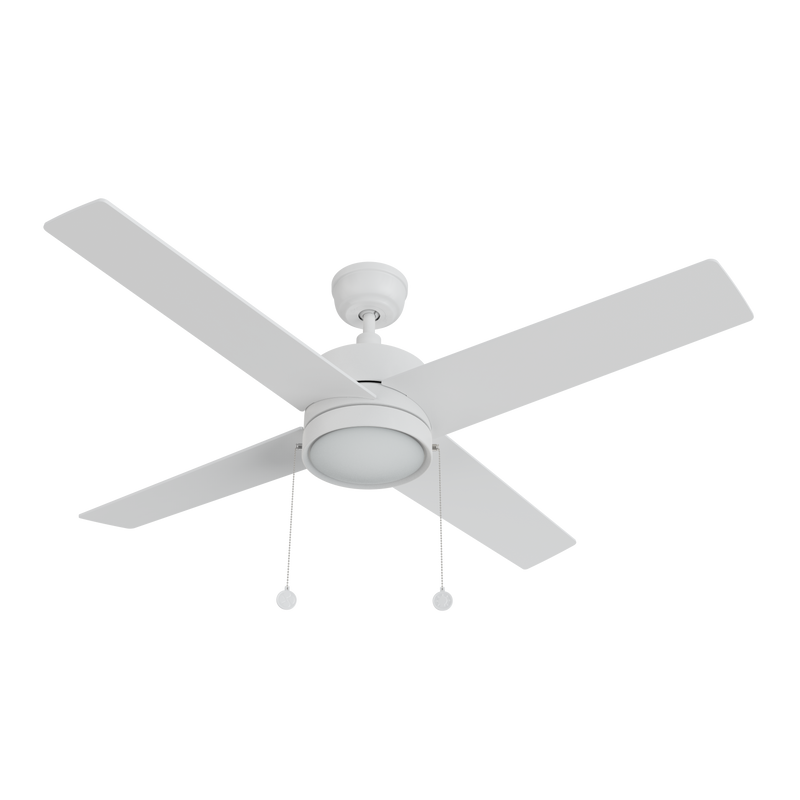 ASCOTT 52 inch 4-Blade Ceiling Fan with Pull Chain - White/White