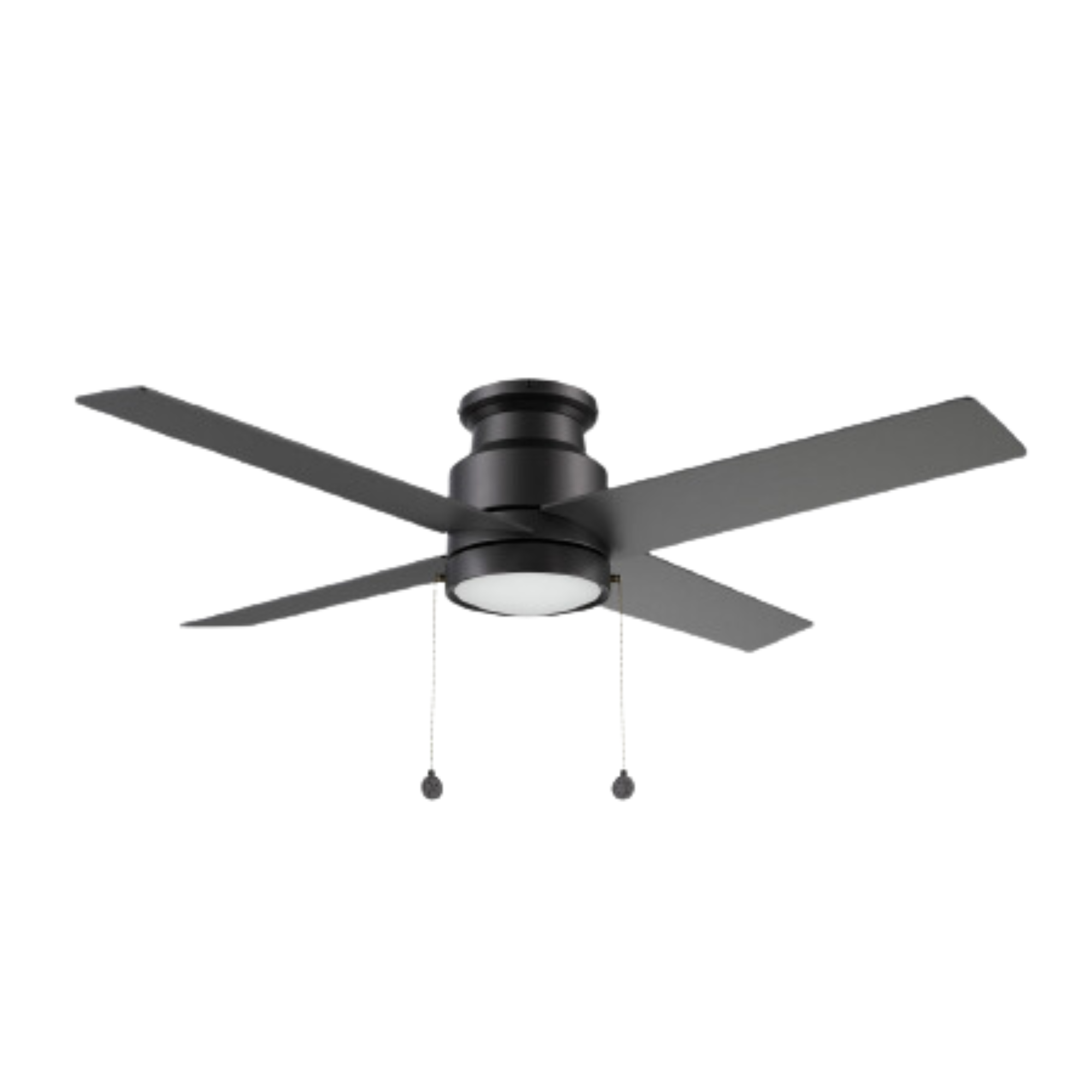 ASCOTT 52 inch 4-Blade Flush Mount Ceiling Fan with LED Light & Pull Chain