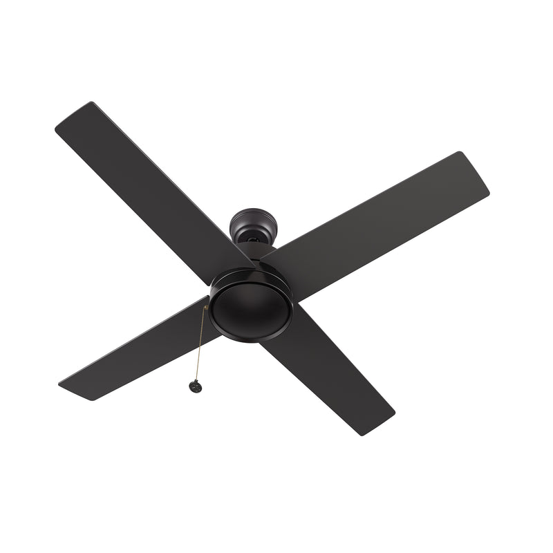 ASCOTT 52 inch 4-Blade Ceiling Fan with Pull Chain - Black/Black (No light)