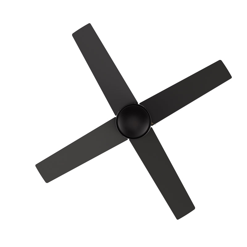 ASCOTT 52 inch 4-Blade Ceiling Fan with Pull Chain - Black/Black (No light)