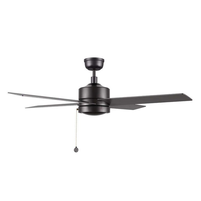 ASCOTT 52 inch 4-Blade Ceiling Fan with Pull Chain - Black/Black (No light)