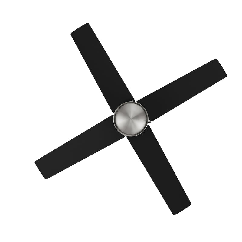 ASCOTT 52 inch 4-Blade Ceiling Fan with Pull Chain - Brushed Nickel/Black (No light)