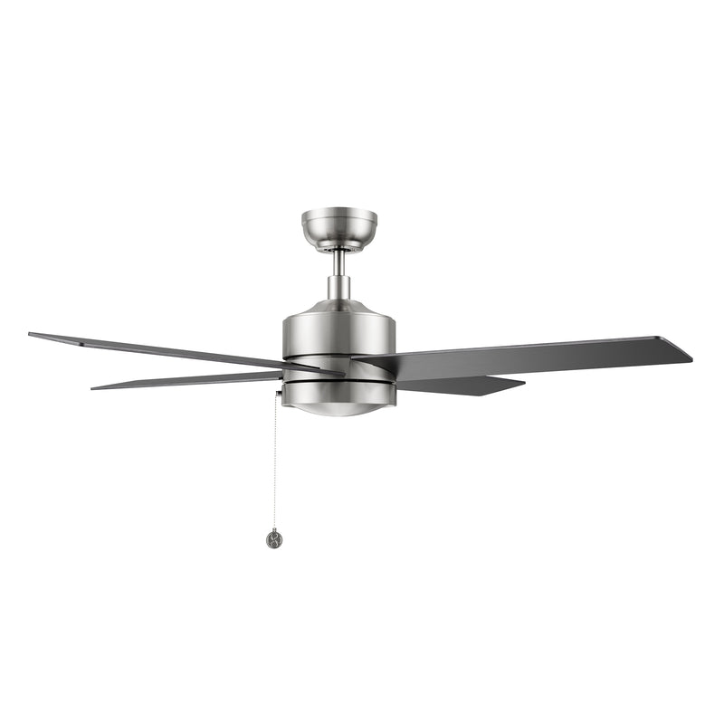 ASCOTT 52 inch 4-Blade Ceiling Fan with Pull Chain - Brushed Nickel/Black (No light)