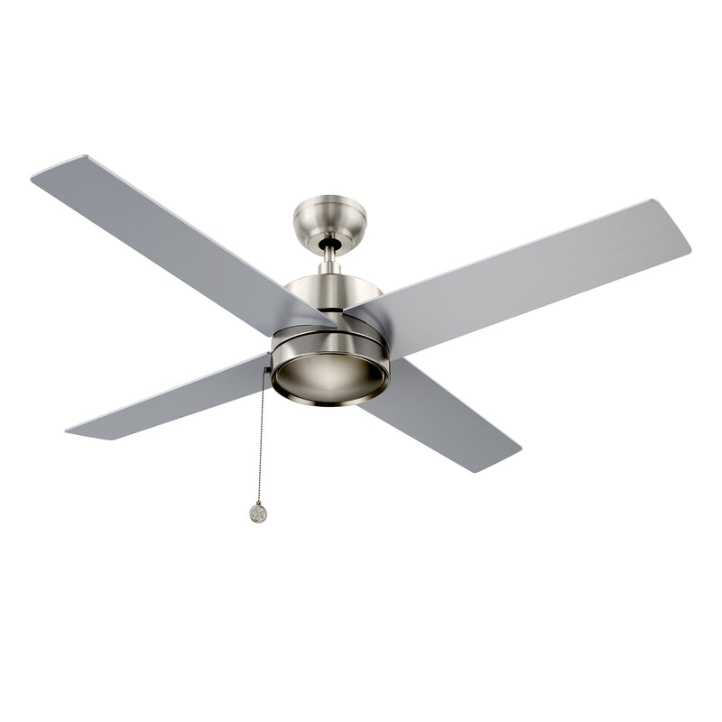 ASCOTT 52 inch 4-Blade Ceiling Fan with Pull Chain - Silver/Silver (No light)