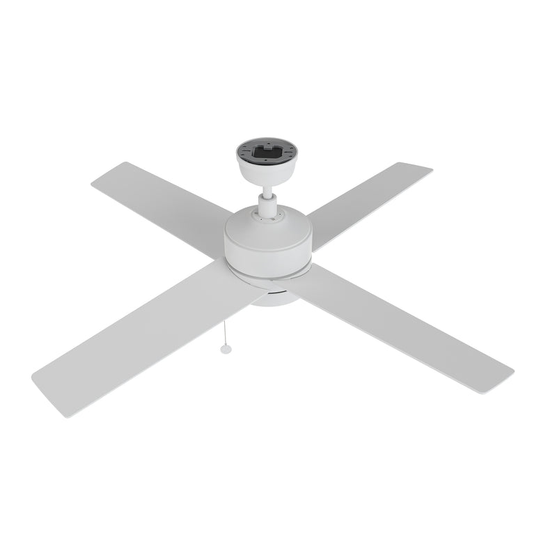 ASCOTT 52 inch 4-Blade Ceiling Fan with Pull Chain - White/White (No light)