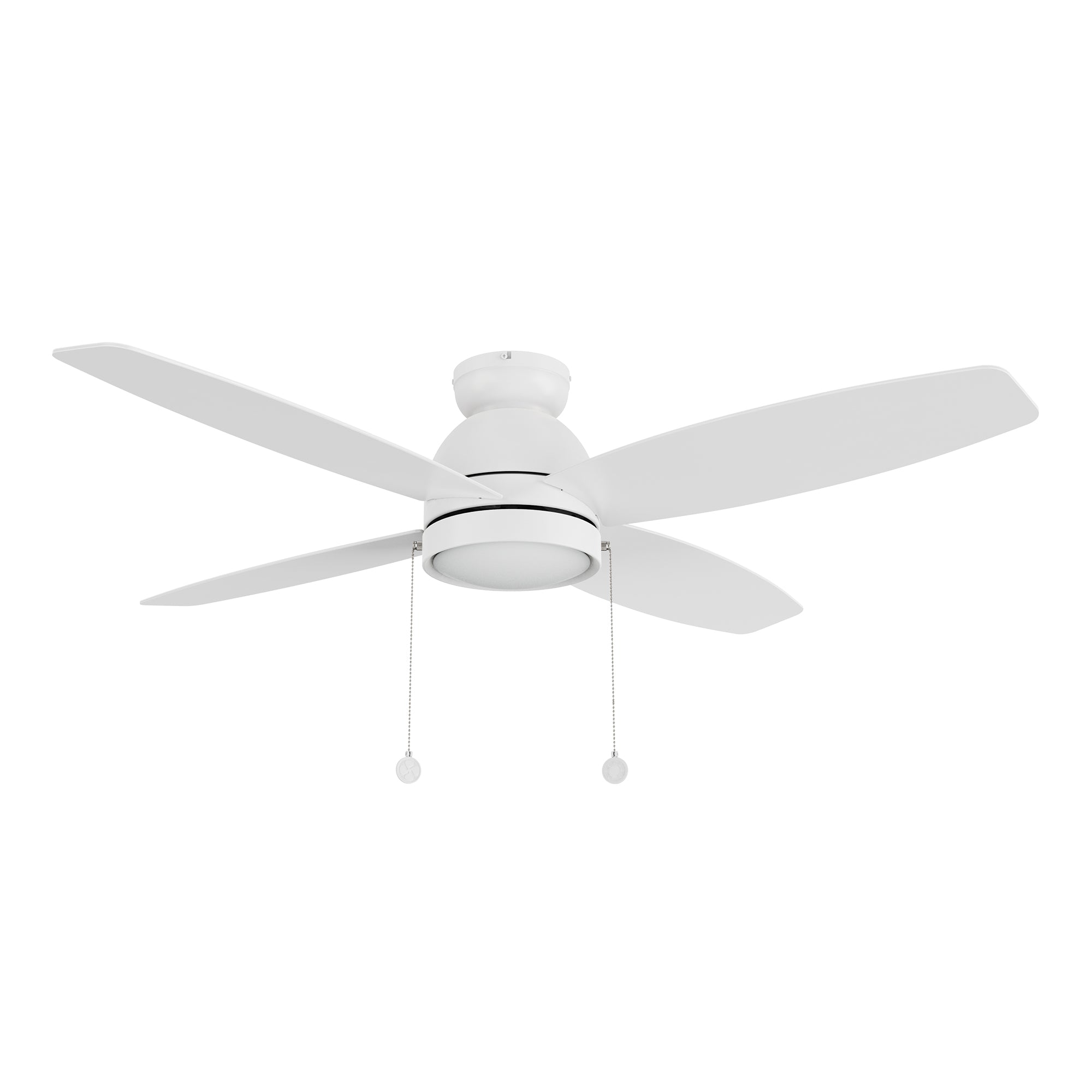 GREENWOOD 52" 4-Blade Flush Mount Ceiling Fan with LED Light & Pull Chain