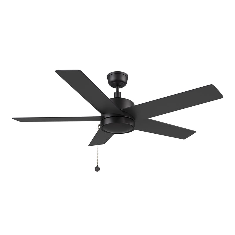 ASCOTT 52 inch 5-Blade Ceiling Fan with Pull Chain - Black/Black (No light)