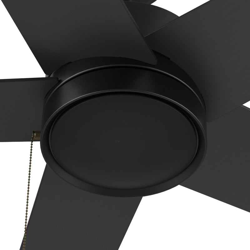 ASCOTT 52 inch 5-Blade Ceiling Fan with Pull Chain - Black/Black (No light)