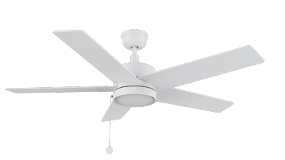 ASCOTT 52 inch 5-Blade Ceiling Fan with Pull Chain - White/White (No light)