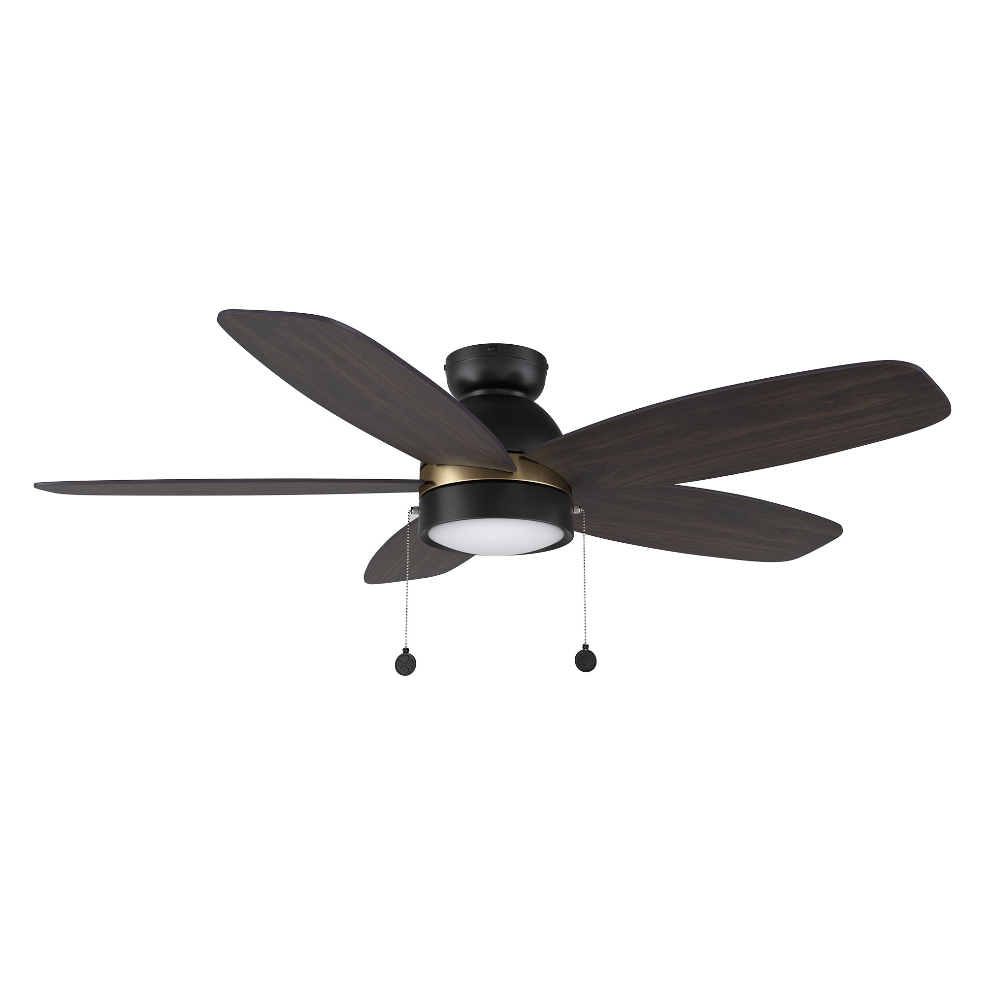 GREENWOOD 52" 5-Blade Flush Mount Ceiling Fan with LED Light & Pull Chain