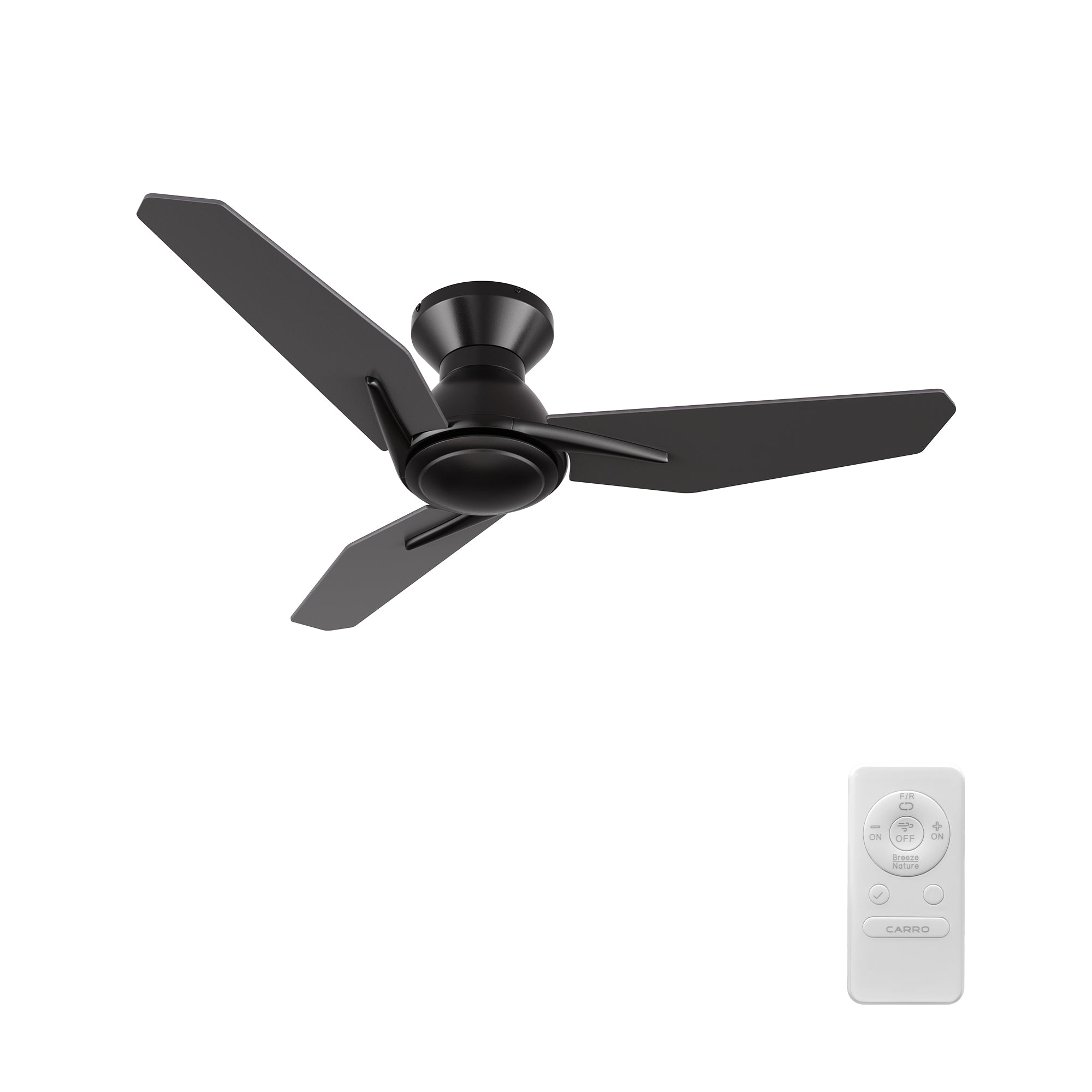 LEON 44 inch 3-Blade Flush Mount No Light Ceiling Fan with Remote