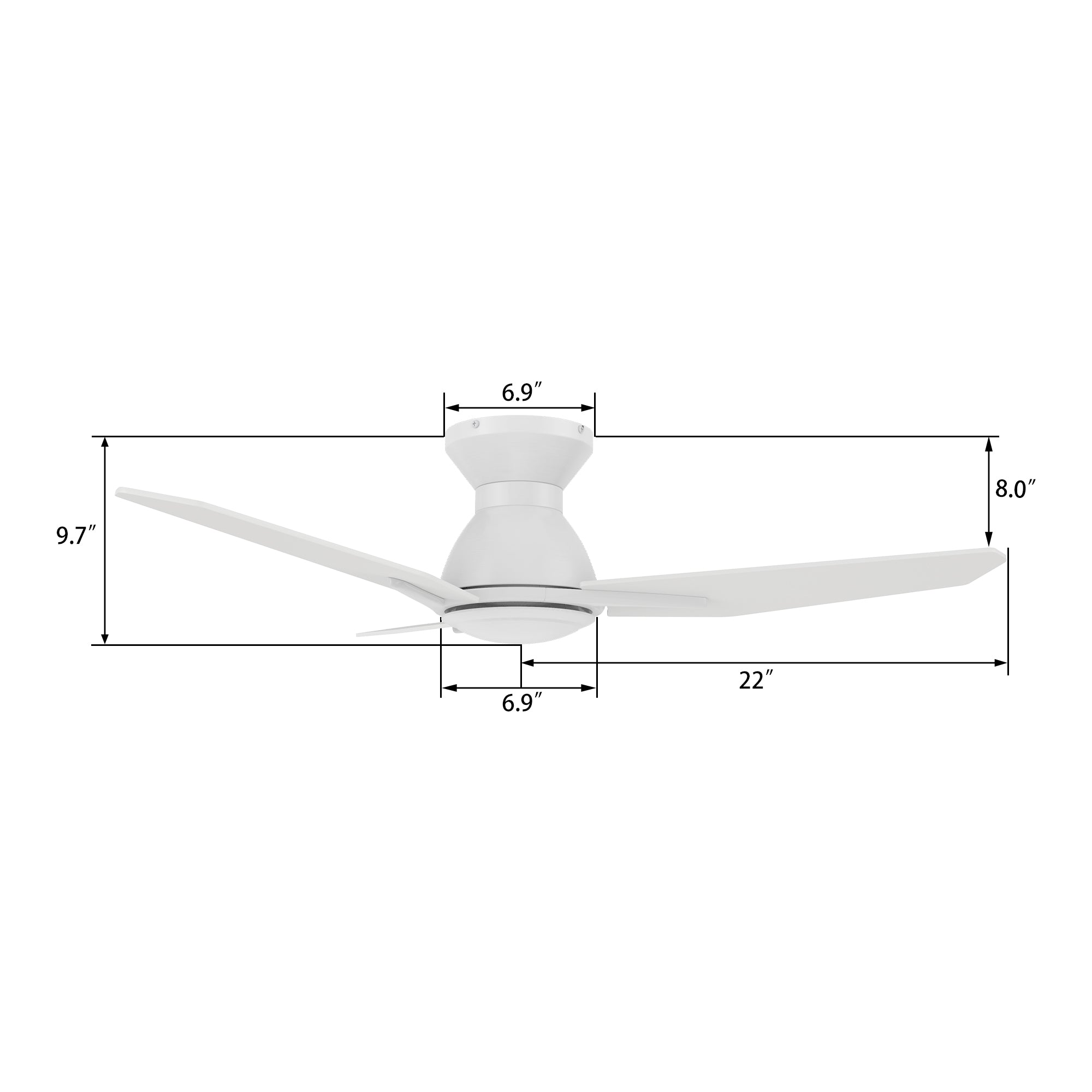 LEON 44 inch 3-Blade Flush Mount No Light Ceiling Fan with Remote