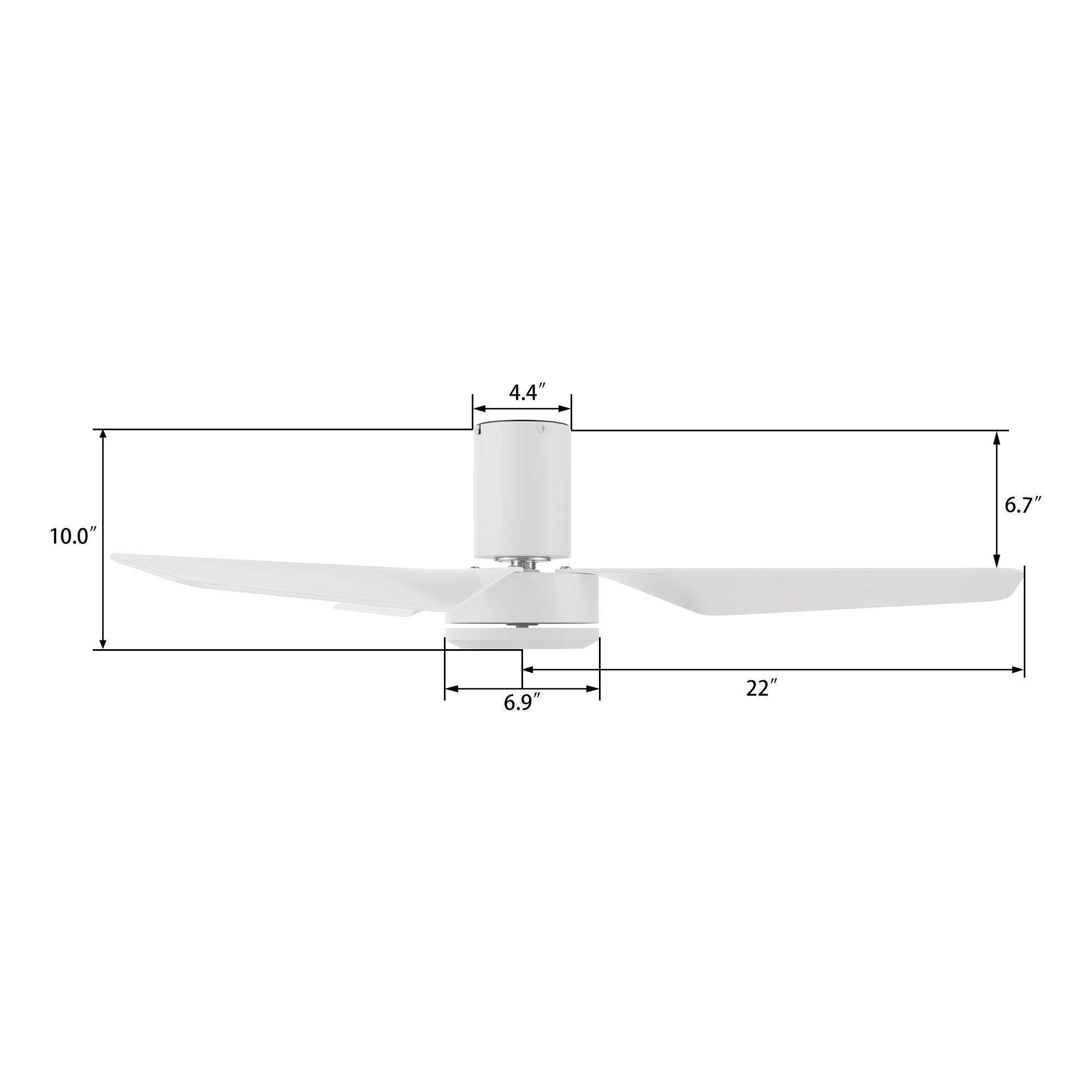 CAERUS 44 inch 3-Blade No Light Ceiling Fan with Remote Control
