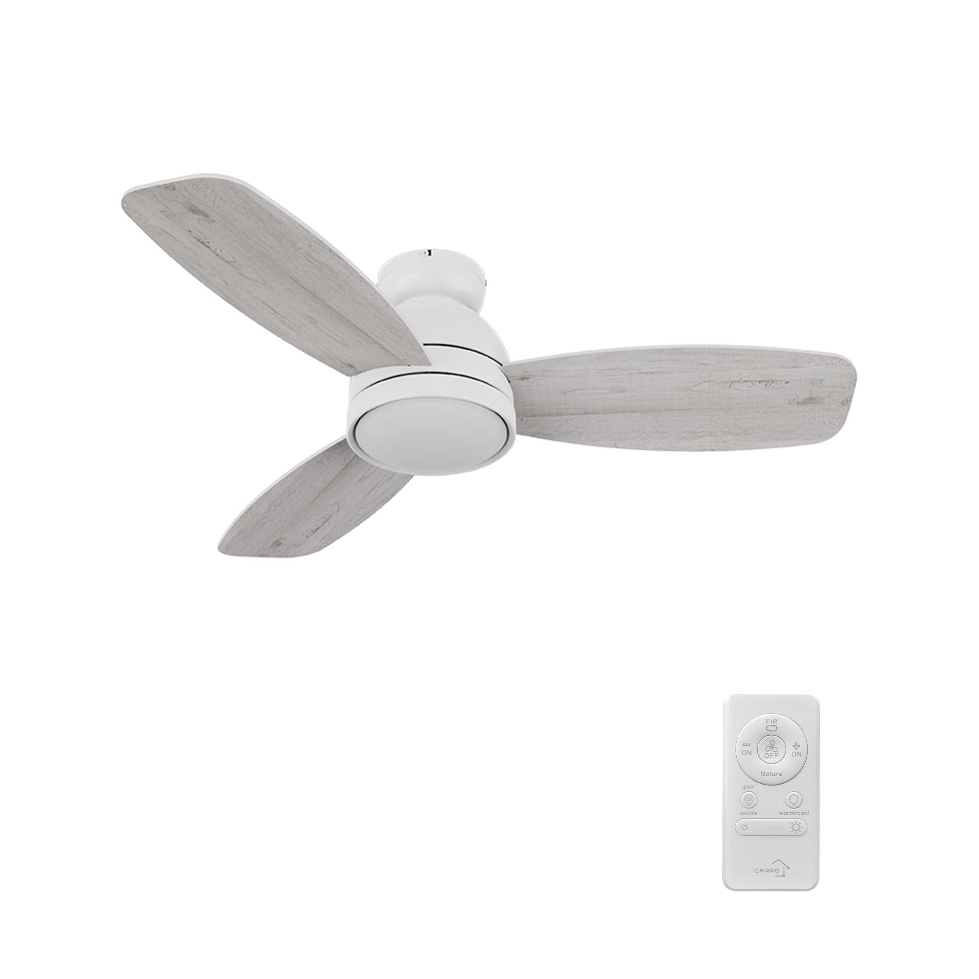 RUSHMOOR 44 inch 3-Blade Flush Mount Ceiling Fan with LED Light & Remote
