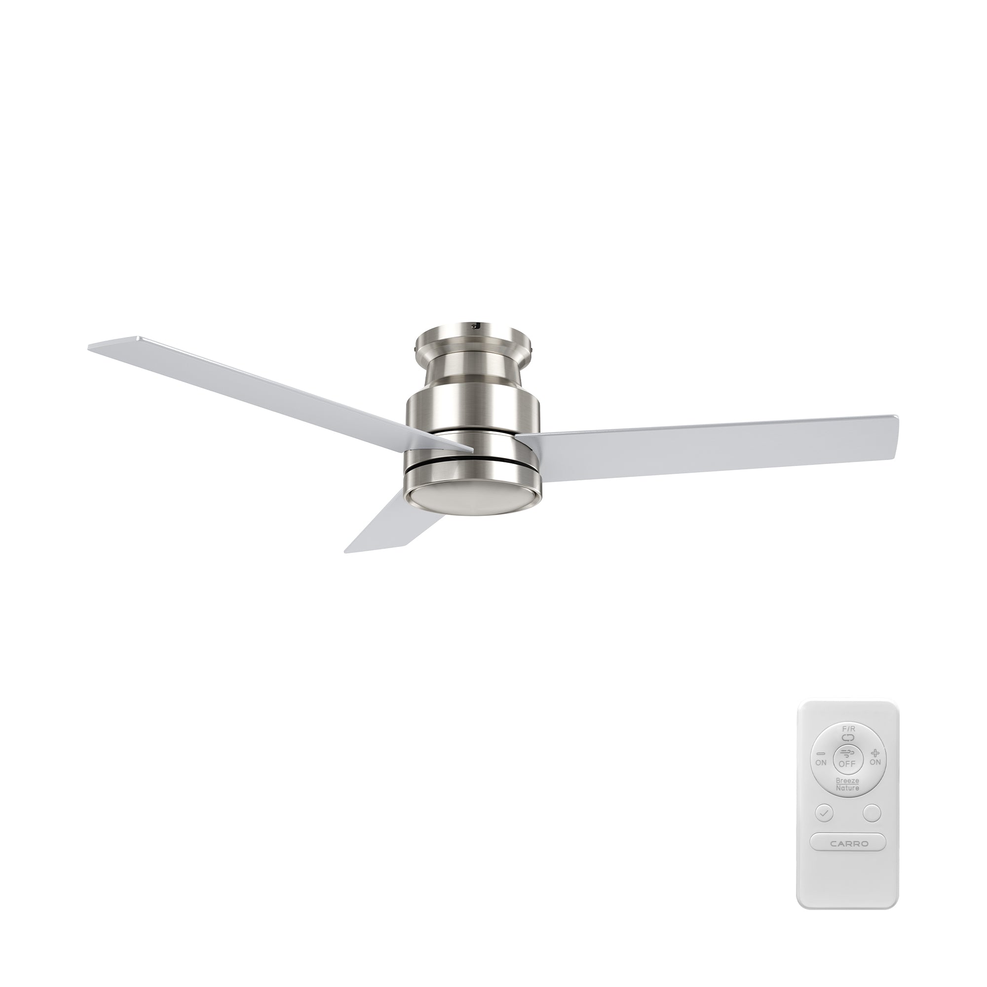 SANTANA 52 inch 3-Blade Flush Mount No Light Ceiling Fan with Wall Control