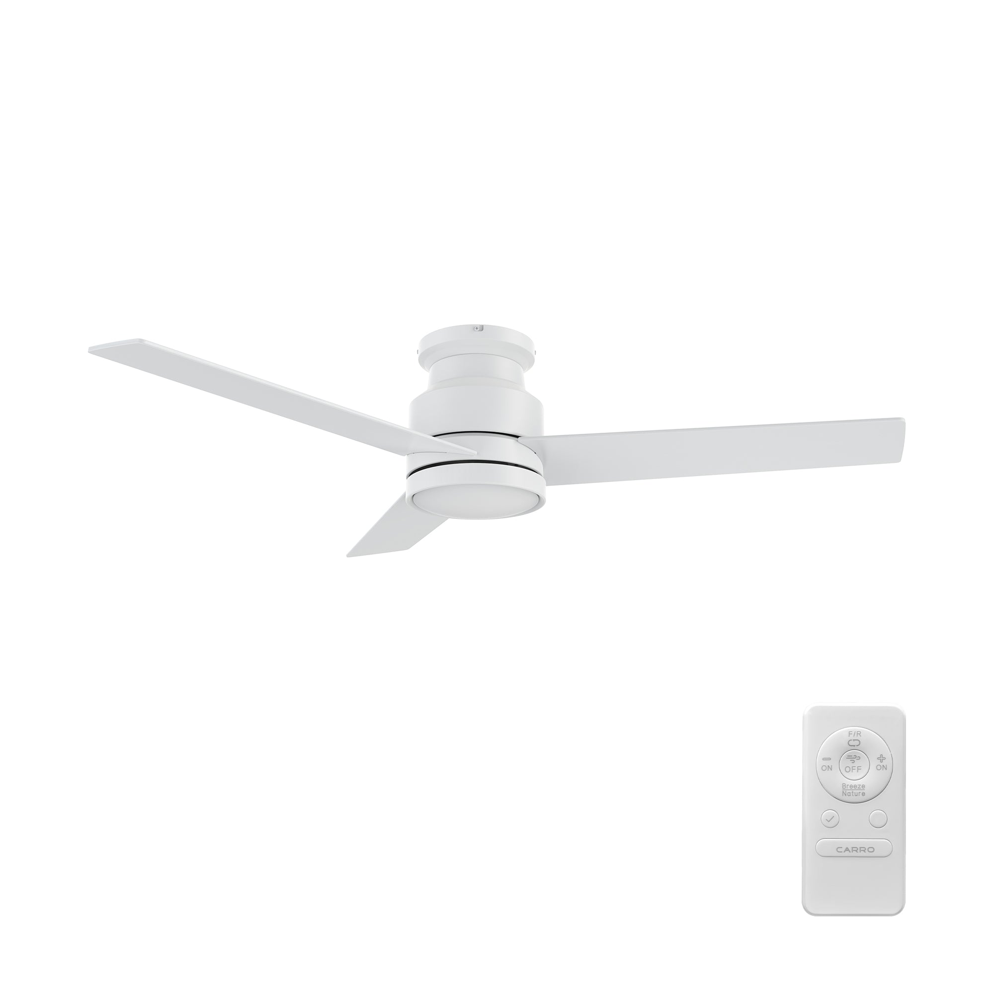 SANTANA 52 inch 3-Blade Flush Mount No Light Ceiling Fan with Wall Control