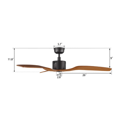 GARNETT 52 inch 3-Blade Ceiling Fan with Remote Control- (Solid Wood Blades)