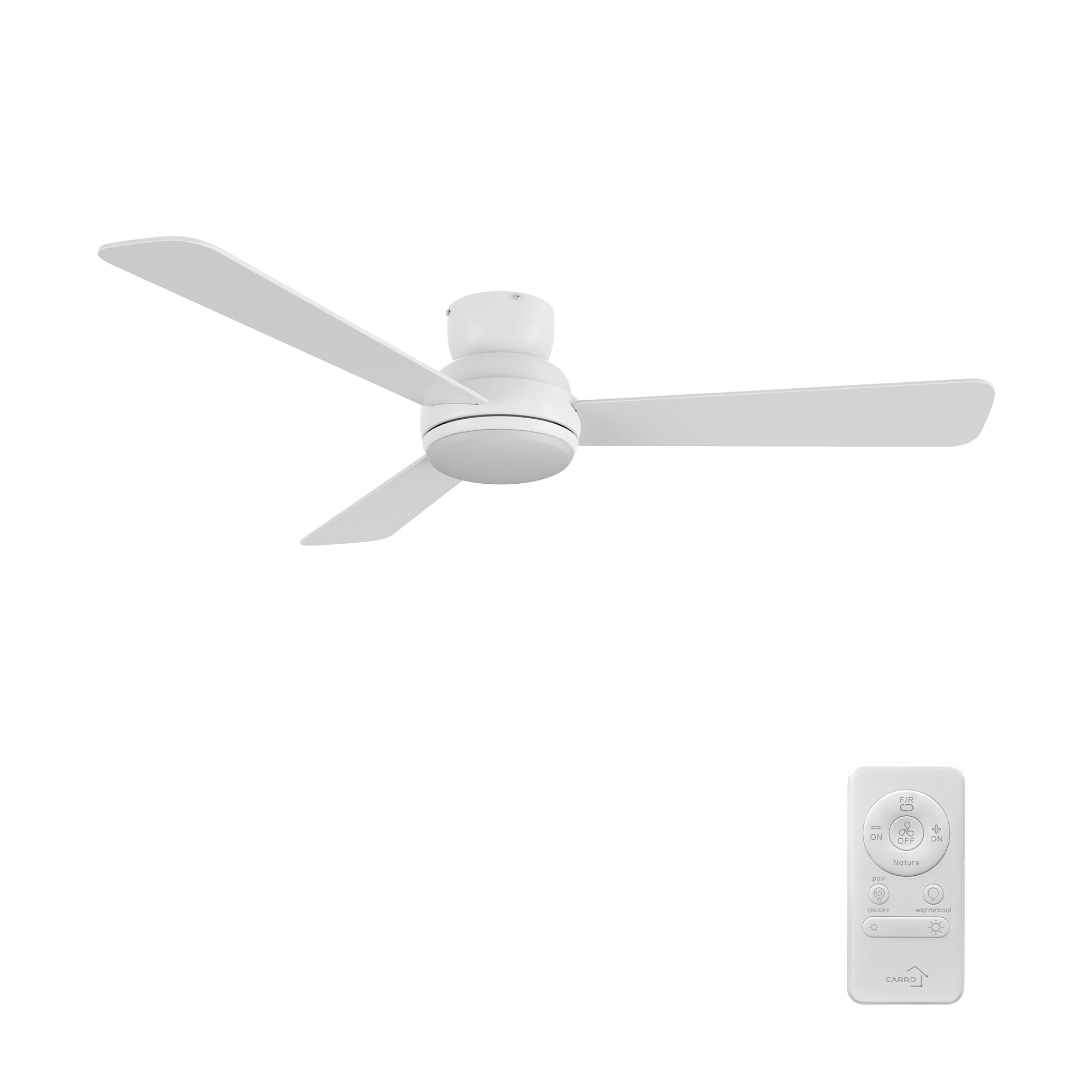 TRYTON 52 inch 3-Blade Flush Mount Ceiling Fan with LED light & Remote