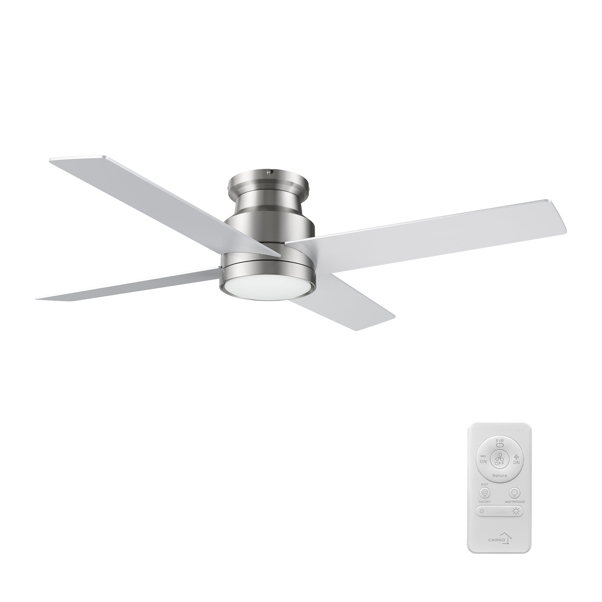 SANTANA 52 inch 4-Blade Flush Mount Ceiling Fan with LED Light & Remote