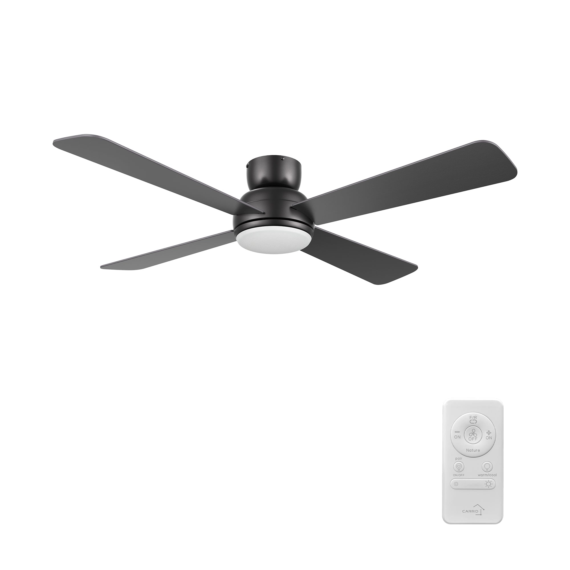 TRYTON 52 inch 4-Blade Flush Mount Ceiling Fan with LED light & Remote
