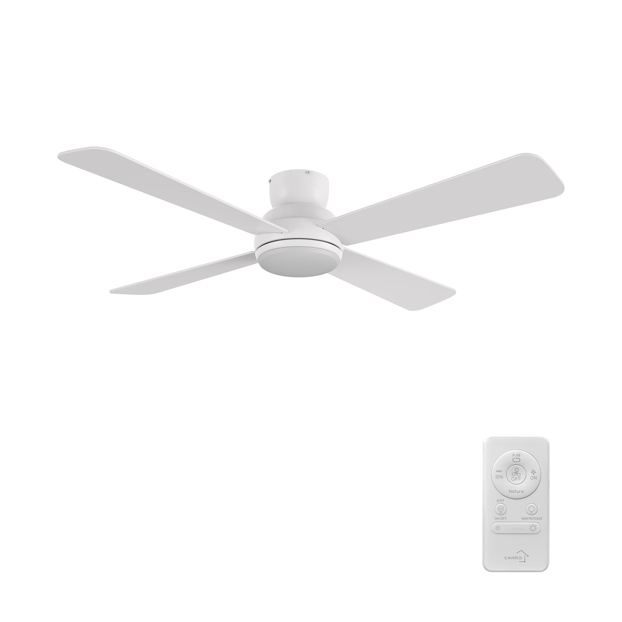 TRYTON 52 inch 4-Blade Flush Mount Ceiling Fan with LED light & Remote
