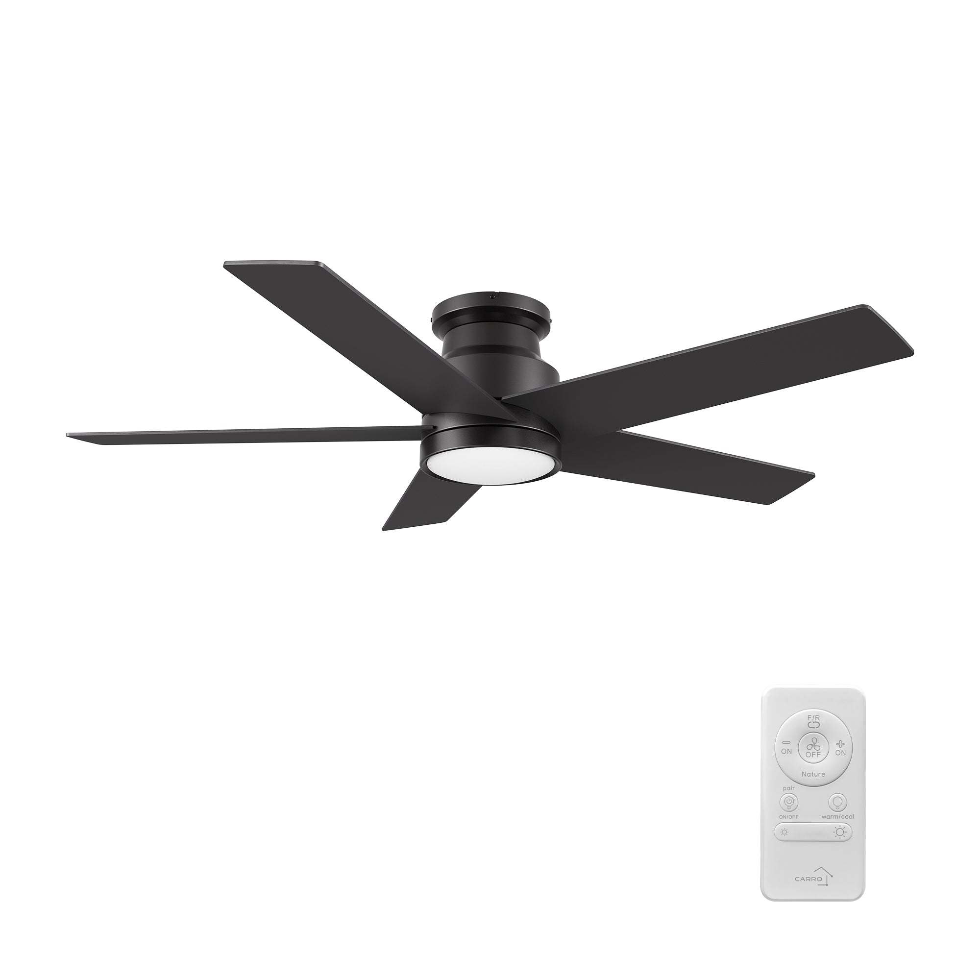 SANTANA 52 inch 5-Blade Flush Mount Ceiling Fan with LED Light & Remote