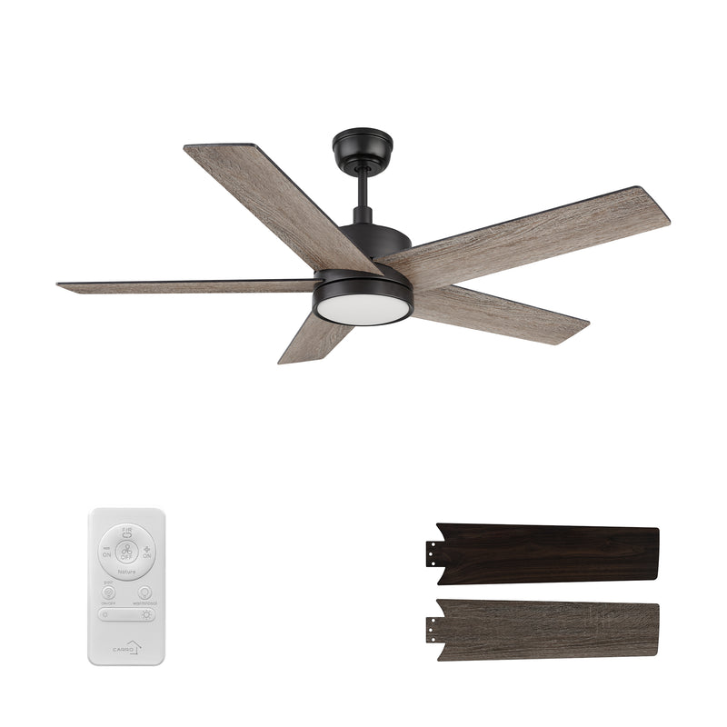 SANTANA 52 inch 5-Blade Ceiling Fan with LED Light Kit & Remote Control - Black/Dark Wood