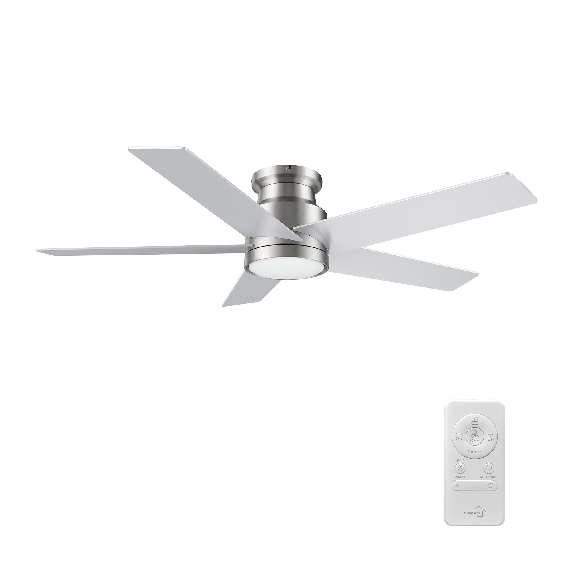 SANTANA 52 inch 5-Blade Flush Mount Ceiling Fan with LED Light & Remote