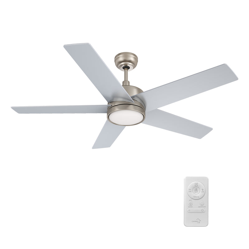 SANTANA 52 inch 5-Blade Ceiling Fan with LED Light Kit & Remote Control - Silver