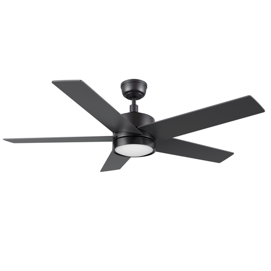 SANTANA 52 inch 5-Blade Ceiling Fan with LED Light Kit & Remote Control - Black