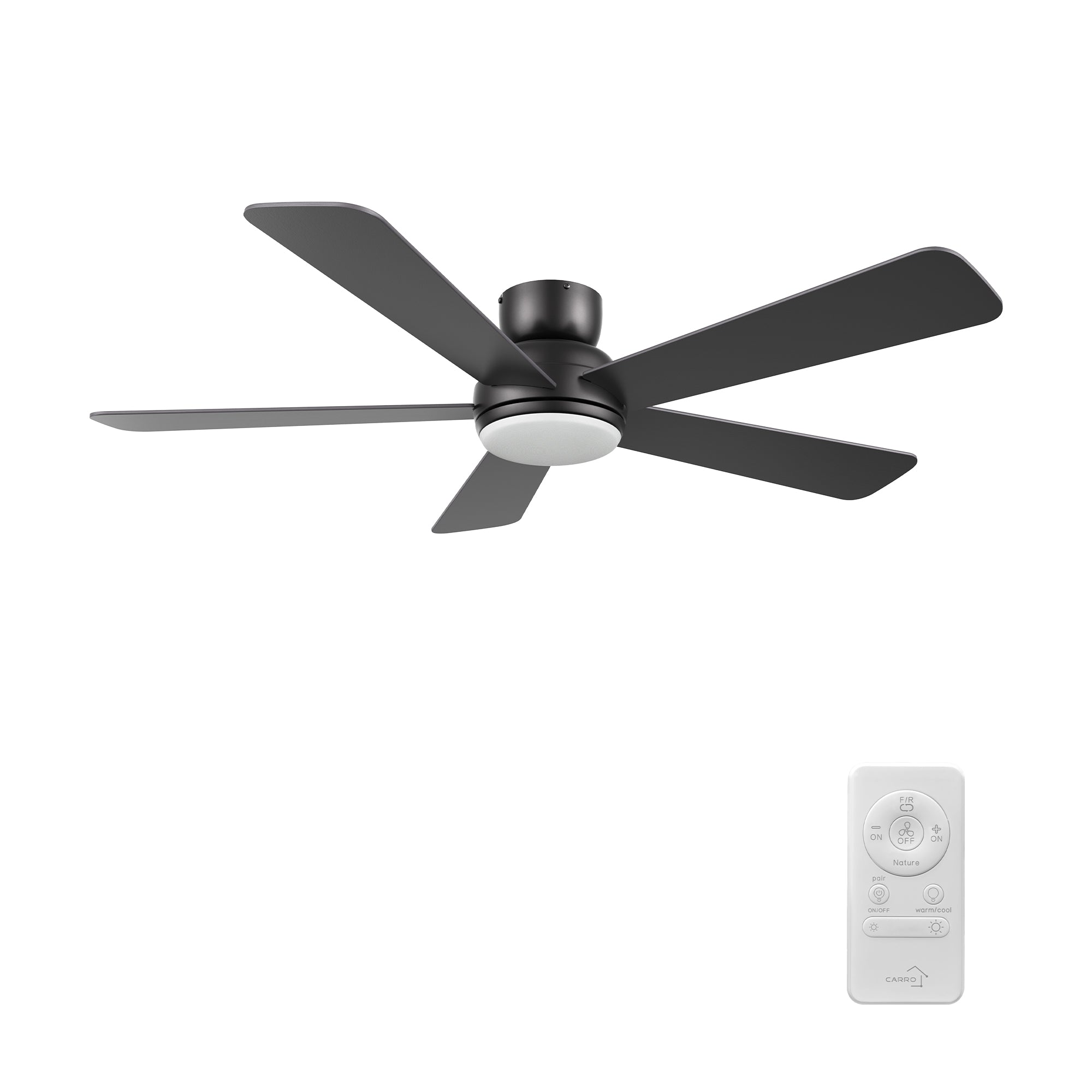 TRYTON 52 inch 5-Blade Flush Mount Ceiling Fan with LED light & Remote