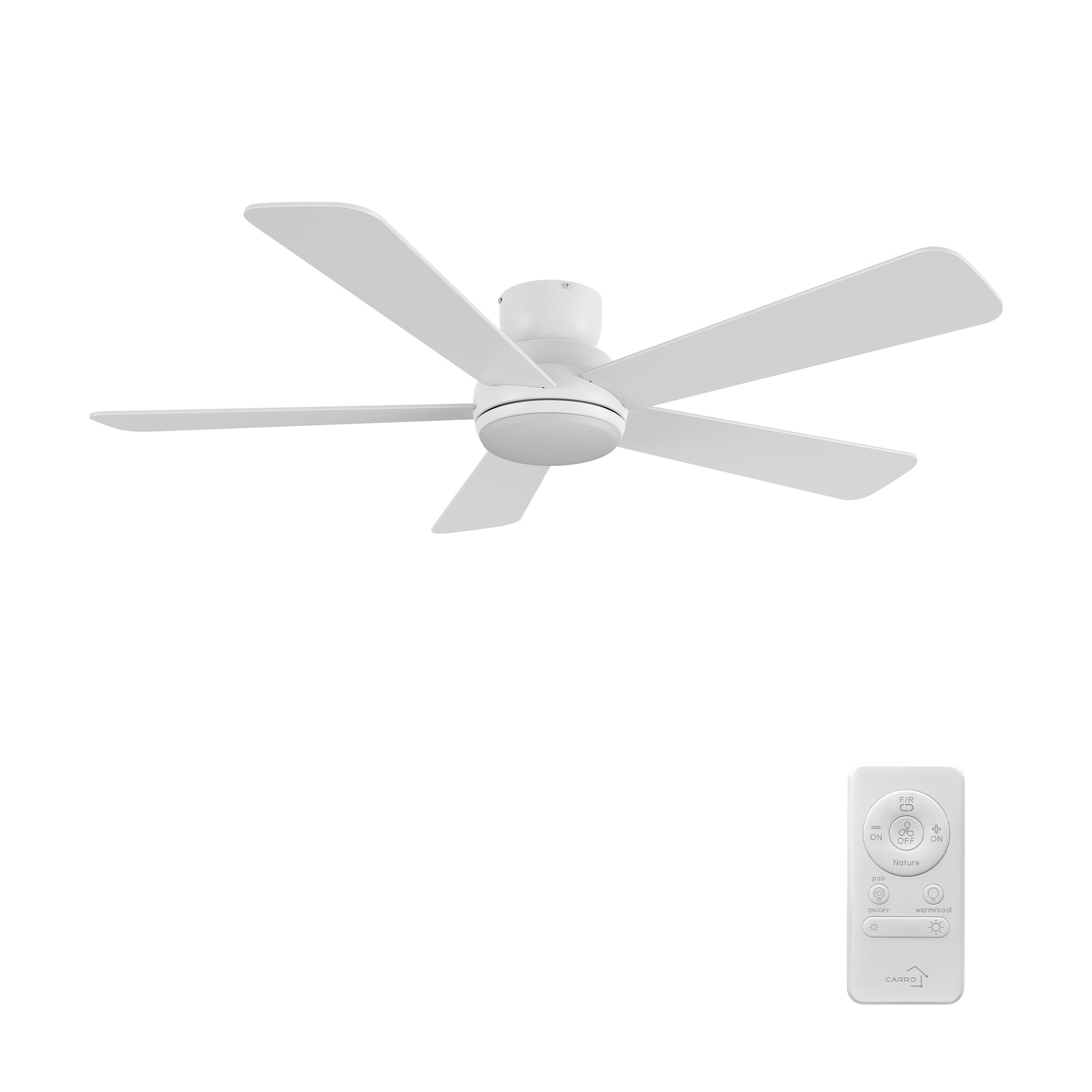 TRYTON 52 inch 5-Blade Flush Mount Ceiling Fan with LED light & Remote