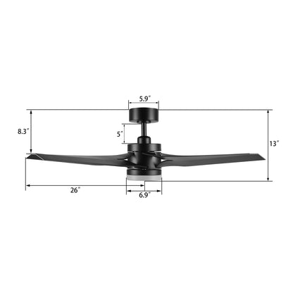 Onyx 52 inch 4-Blade Ceiling Fan with Remote