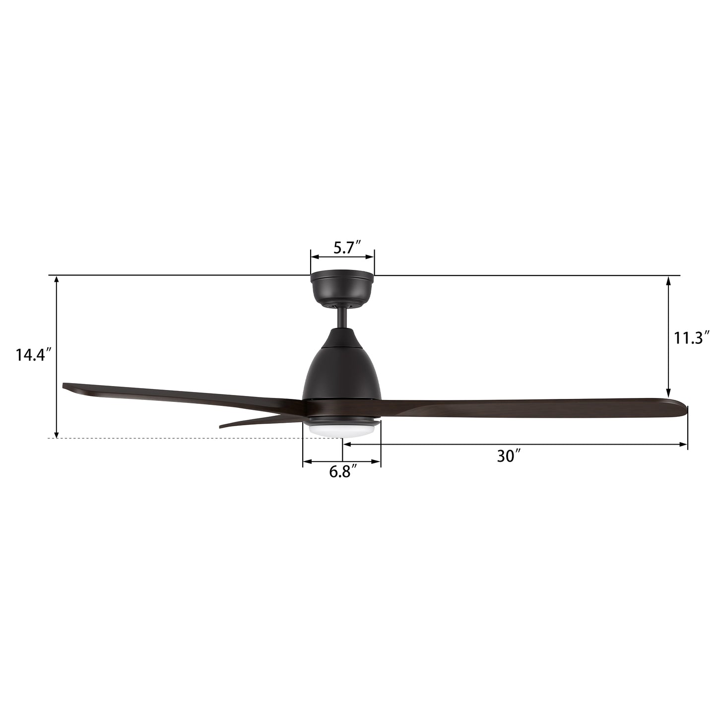 VIENNA 60 inch 3-Blade Ceiling Fan with Remote Control- (Solid Wood Blades)