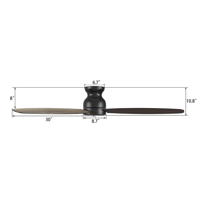 Stanley 60 inch 3-Blade Ceiling Fan with Remote Control - Black/Walnut & Wooden (Reversible Blades) (No Light)