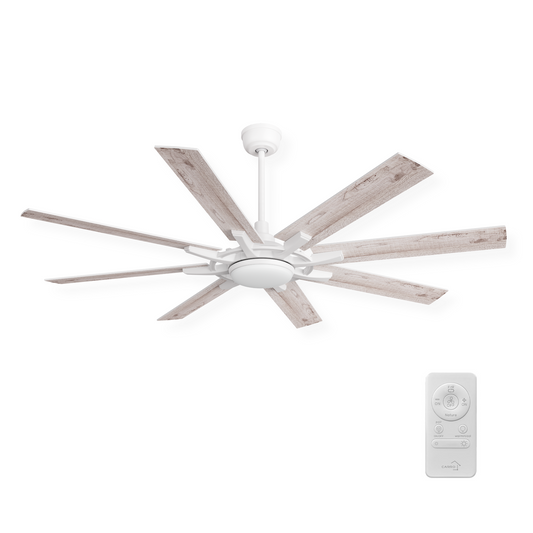 MASSIMO 60 inch 8-Blade Ceiling Fan with Remote Control- White/White & Whitewashed (Reversible Blades)