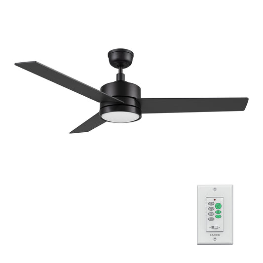 SANTANA 52 inch 3-Blade Ceiling Fan with Wall Control - Black/Walnut Plywood (Reversible Blades)