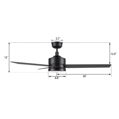 SANTANA 52 inch 3-Blade Ceiling Fan with Wall Control