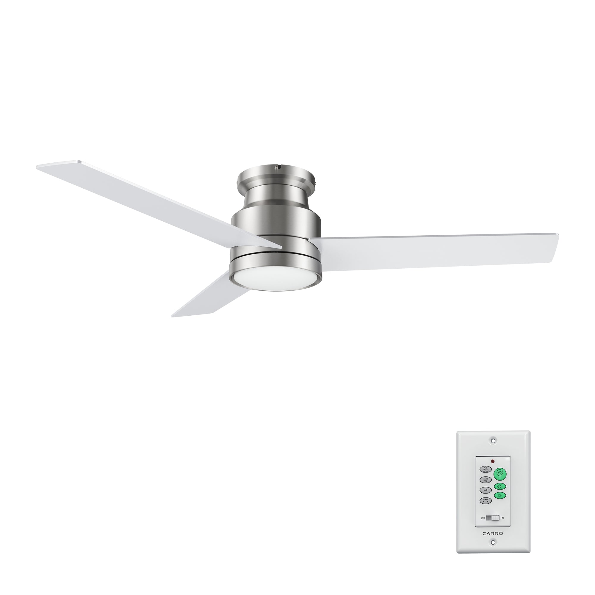 SANTANA 52 inch 3-Blade Flush Mount Ceiling Fan with LED light & Wall Control