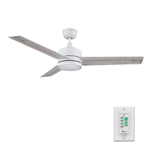 SANTANA 52 inch 3-Blade Ceiling Fan with Wall Control - White/Birchwood (Reversible Blades)