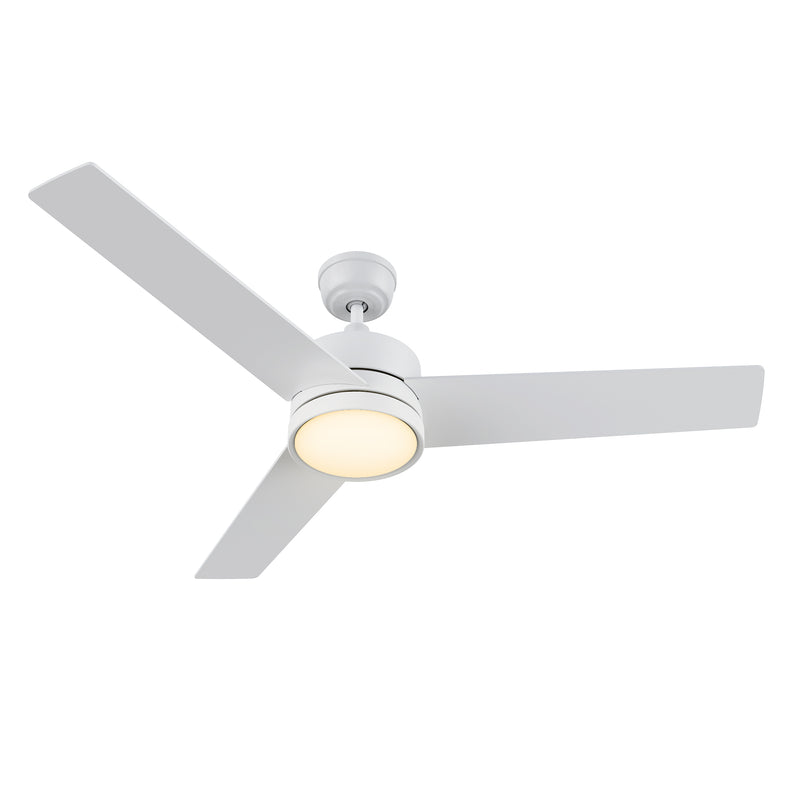 ROSHI 52 inch 3-Blade Ceiling Fan with Wall Control - White/Birchwood (Reversible Blades)