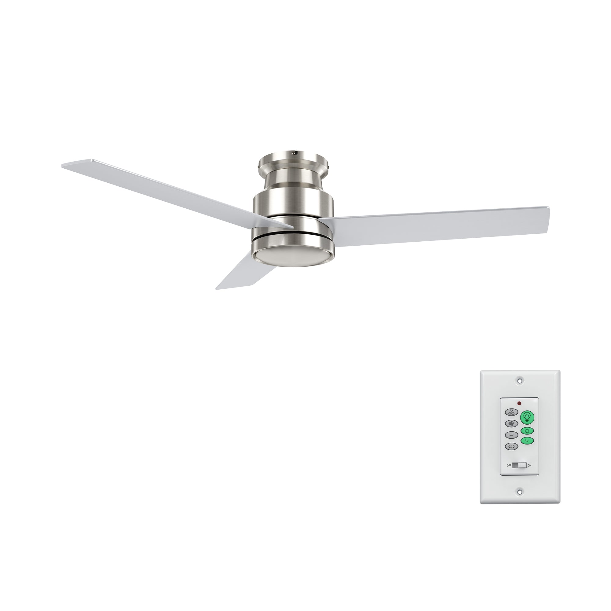 SANTANA 52 inch 3-Blade Flush Mount No Light Ceiling Fan with Wall Control