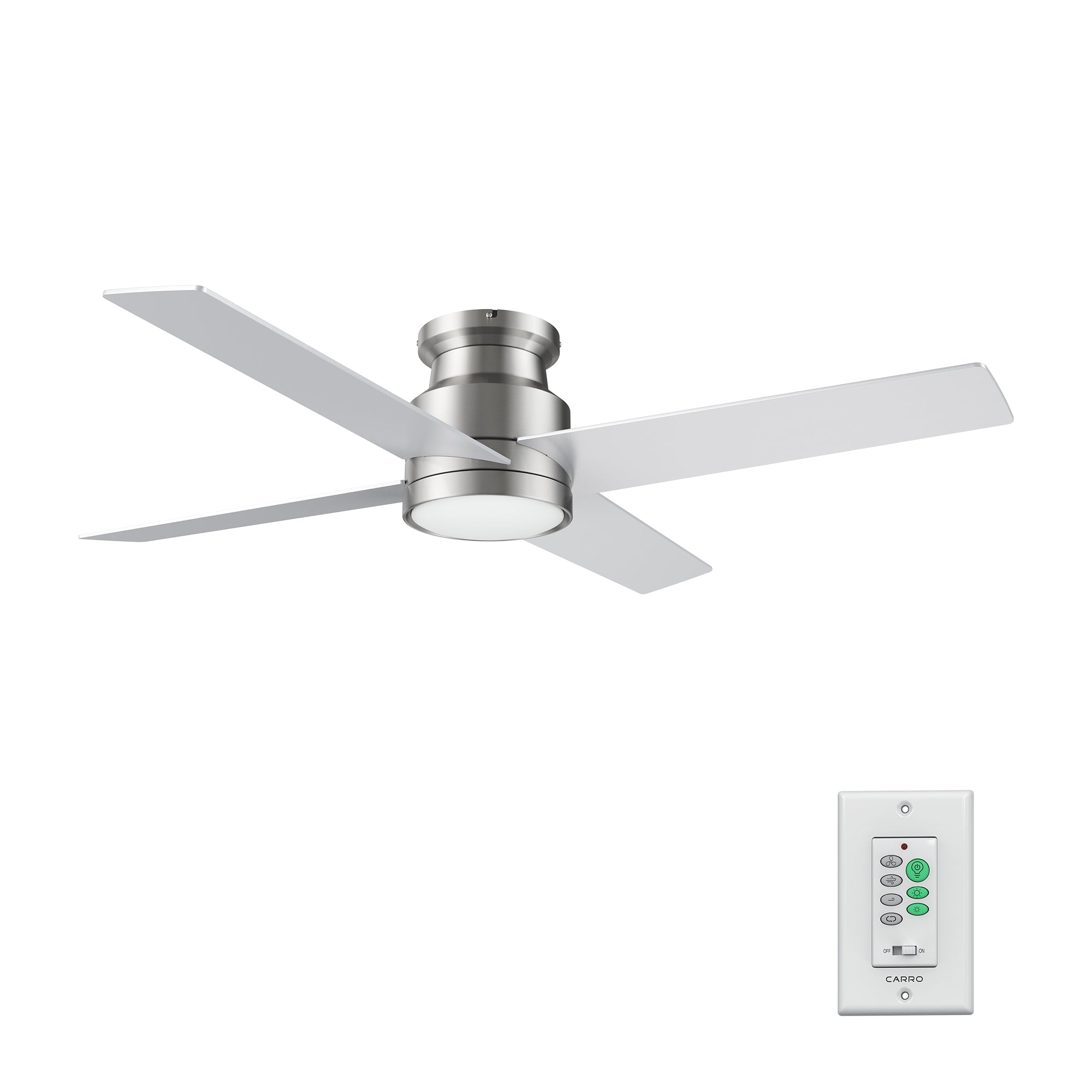 SANTANA 52 inch 4-Blade Flush Mount Ceiling Fan with LED Light & Wall Control