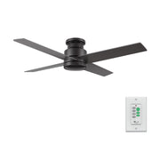 SANTANA 52 inch 4-Blade Flush Mount No Light Ceiling Fan with Wall Control