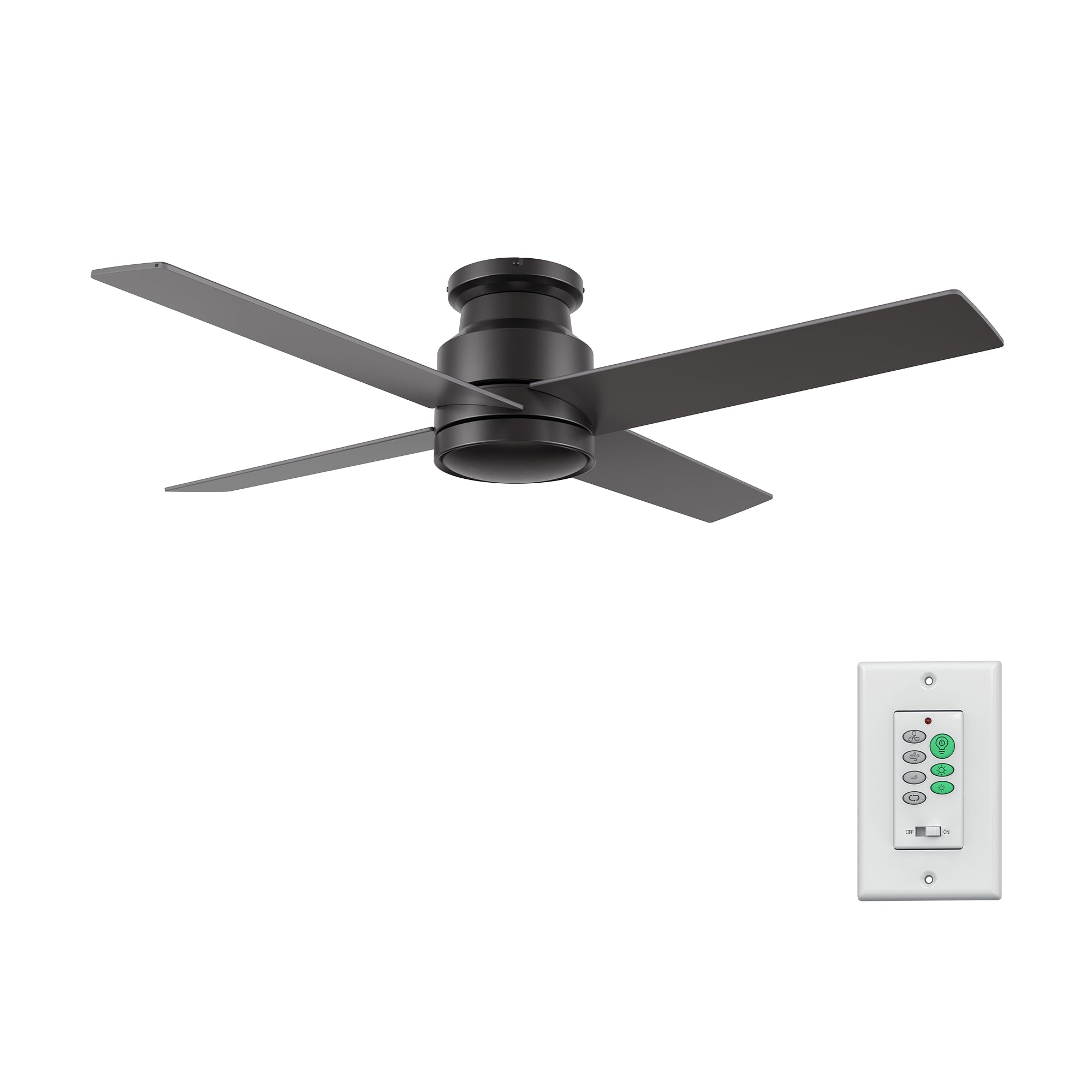 SANTANA 52 inch 4-Blade Flush Mount No Light Ceiling Fan with Wall Control