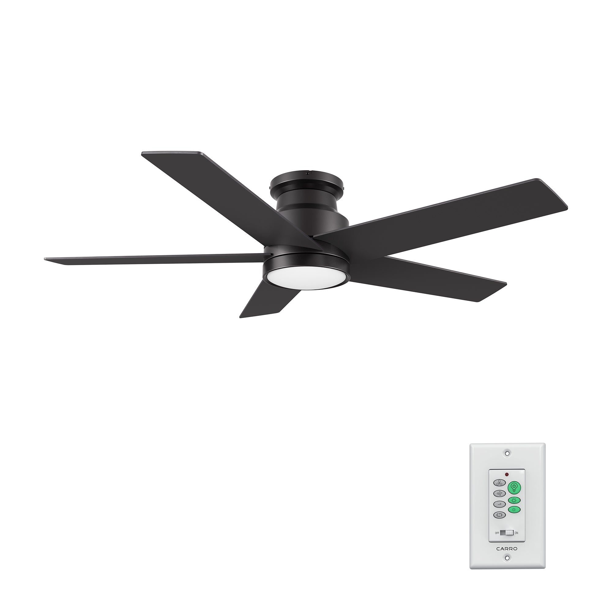 SANTANA 52 inch 5-Blade Flush Mount Ceiling Fan with LED Light & Wall Control