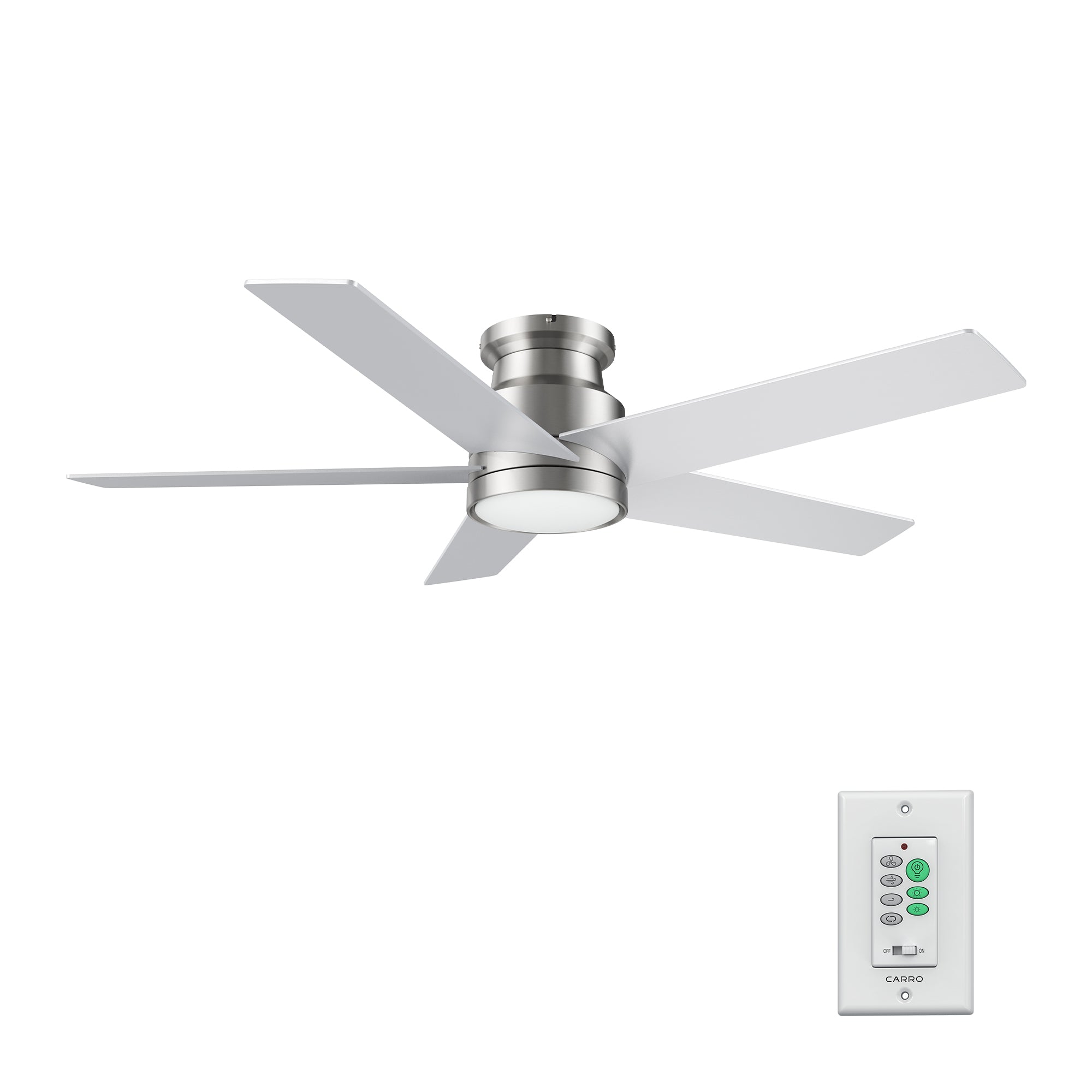 SANTANA 52 inch 5-Blade Flush Mount Ceiling Fan with LED Light & Wall Control