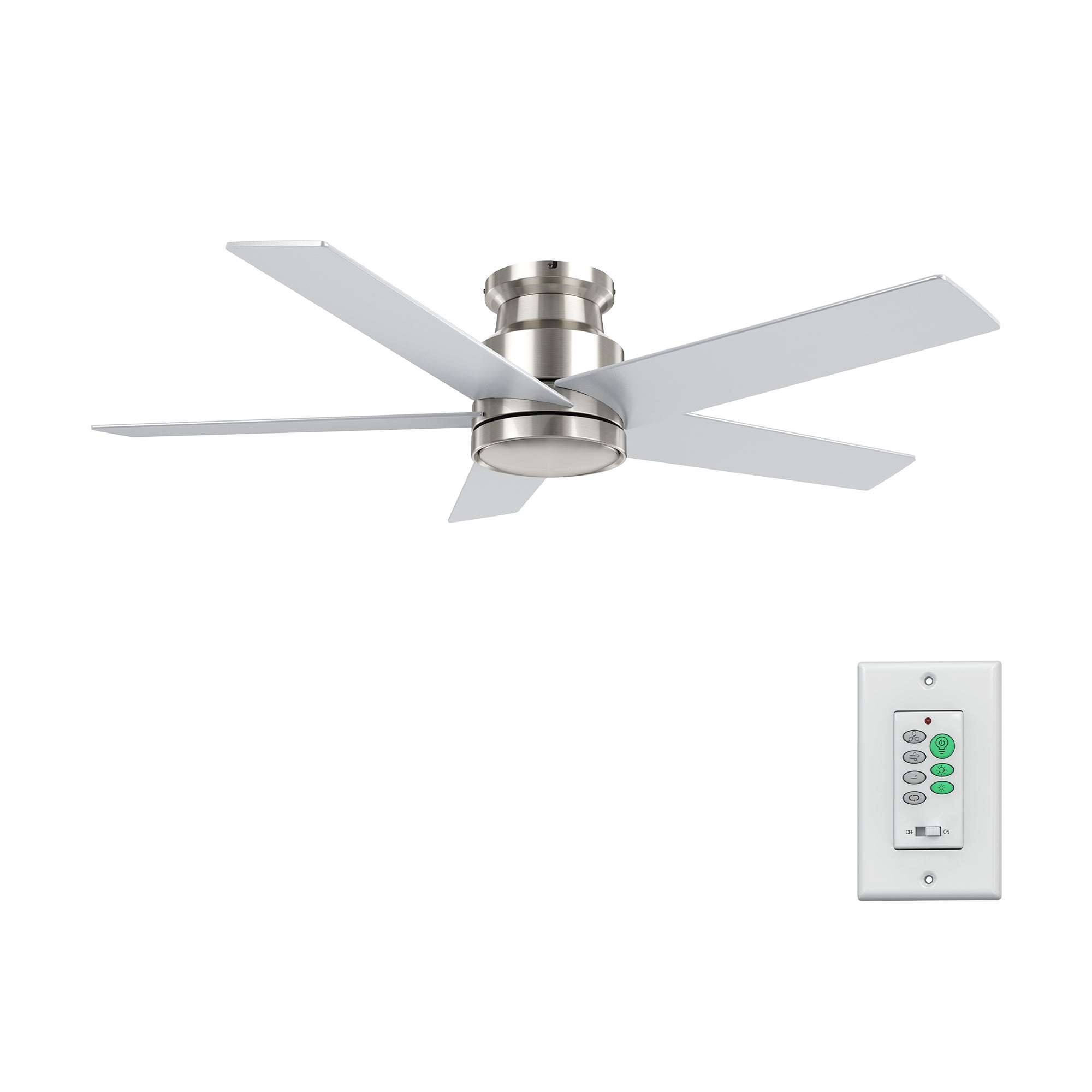 SANTANA 52 inch 5-Blade Flush Mount No Light Ceiling Fan with Wall Control